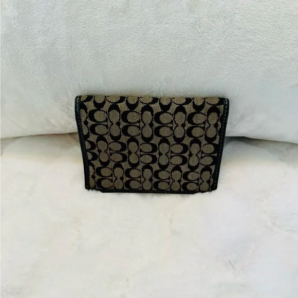 Coach Black and Gray Monogram Patterned Wallet - Picture 1 of 6
